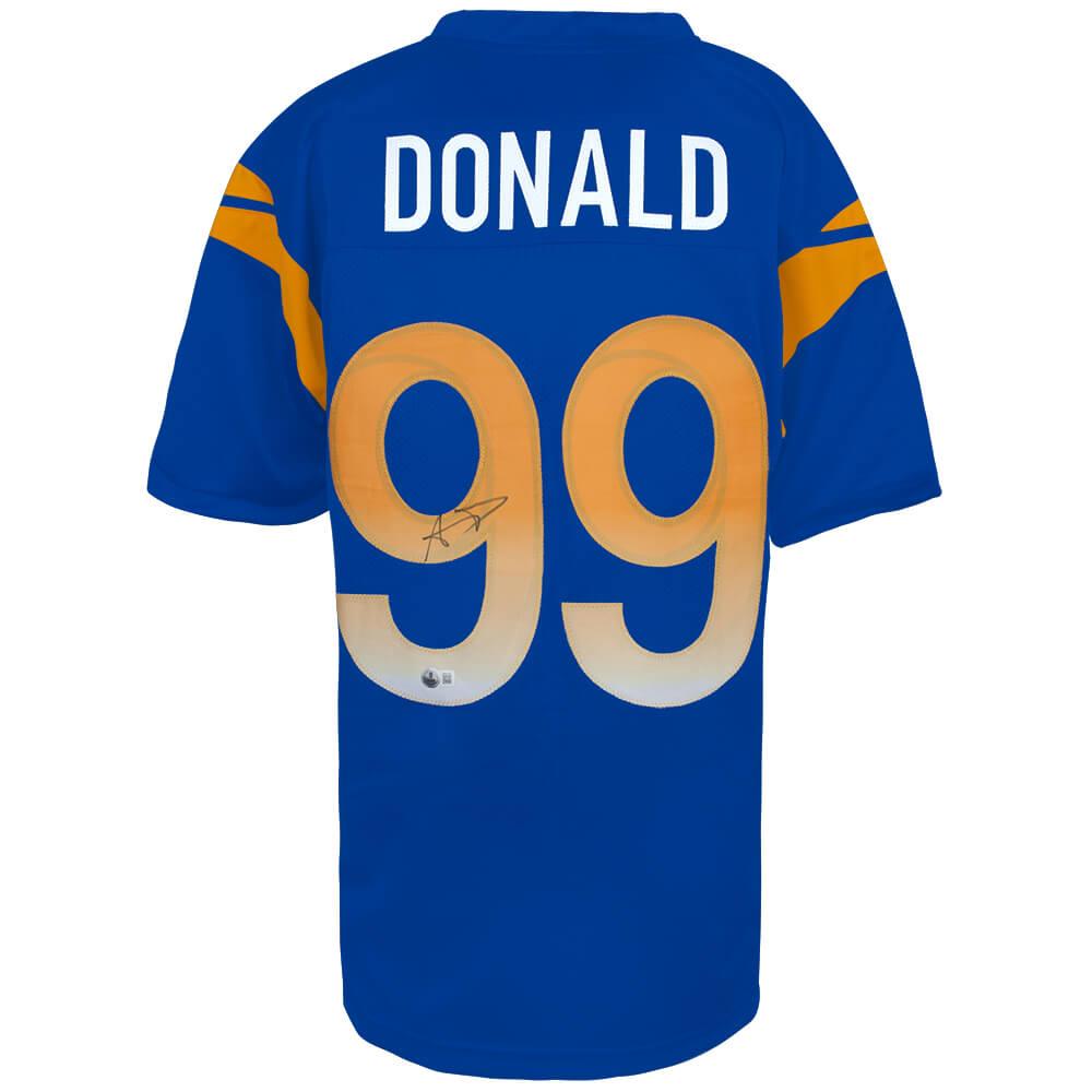 Schwartz Sports Aaron Donald Signed Blue Custom Football Jersey - (Beckett COA)DONJRY300