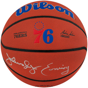 Schwartz Sports Julius 'Dr. J' Erving Signed Wilson Philadelphia 76ers Logo NBA Basketball ERVBSK212