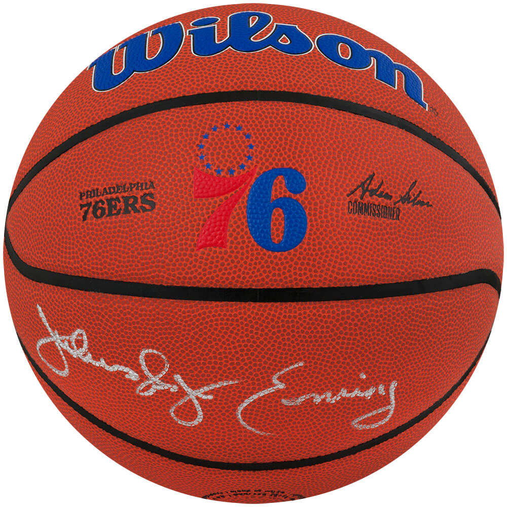 Schwartz Sports Julius 'Dr. J' Erving Signed Wilson Philadelphia 76ers Logo NBA Basketball ERVBSK212