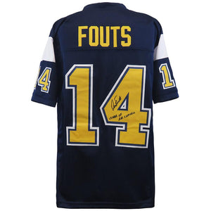 Schwartz Sports Dan Fouts Signed Dark Navy Throwback Custom Football Jersey w/Leader of Air CoryellFOUJRY310