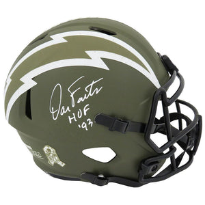 Schwartz Sports Dan Fouts Signed Chargers Salute to Service Riddell Full Size Speed Replica Helmet w/HOF'93FOUREP318