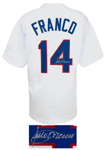 Schwartz Sports Julio Franco Signed White Custom Baseball Jersey FRAJRY110