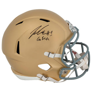 Schwartz Sports Jaden Greathouse Signed Notre Dame Fighting Irish Riddell Full Size Speed Replica Helmet w/Go IrishGREREP320
