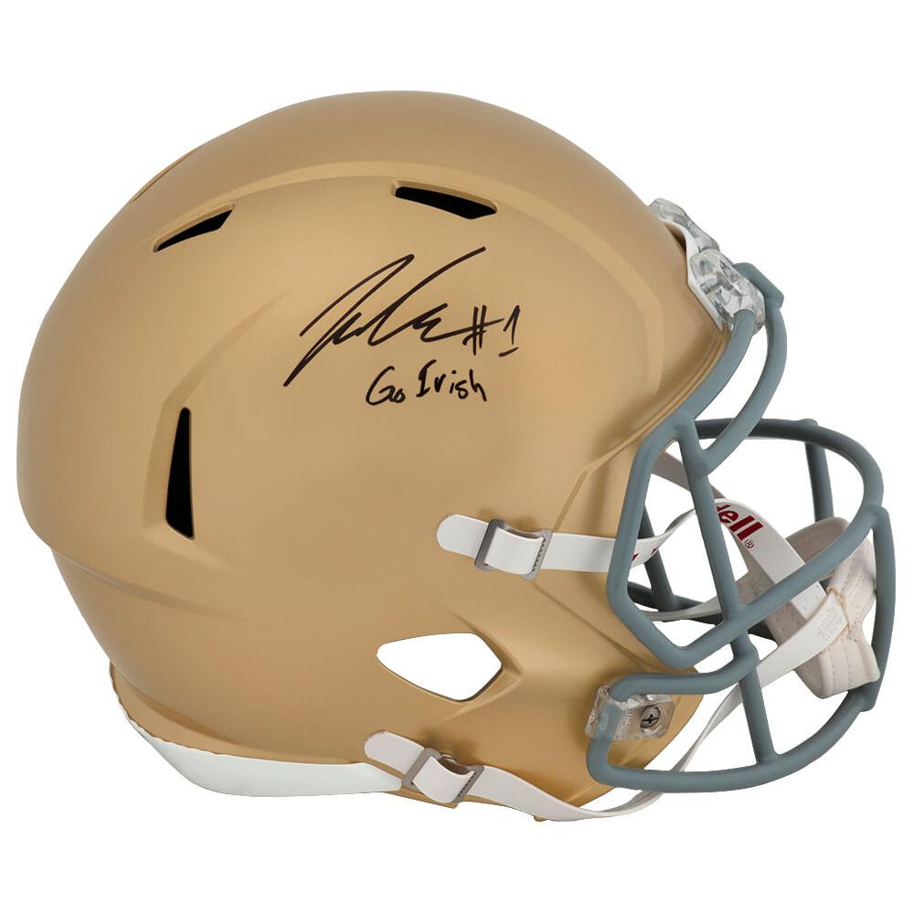 Schwartz Sports Jaden Greathouse Signed Notre Dame Fighting Irish Riddell Full Size Speed Replica Helmet w/Go IrishGREREP320
