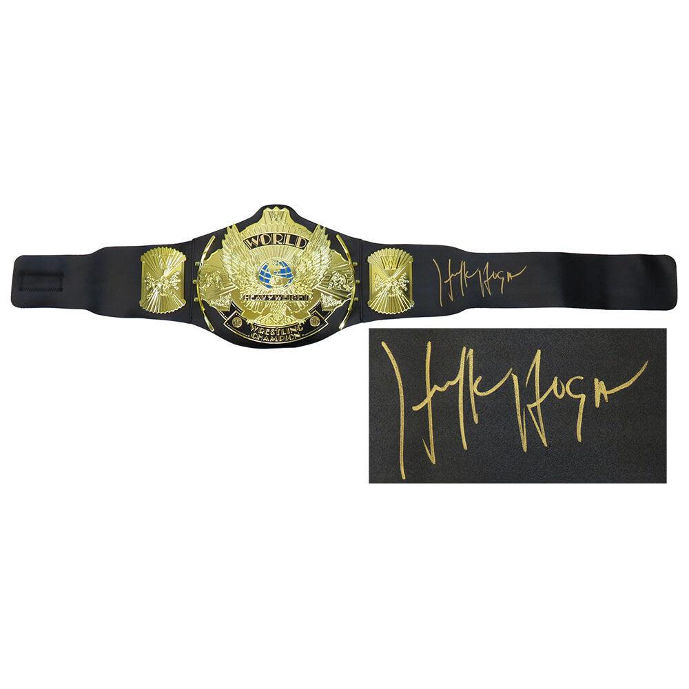 Schwartz Sports Hulk Hogan Signed WWE World Heavyweight Champion Winged Eagle Black Replica Wrestling BeltHOGBLT511