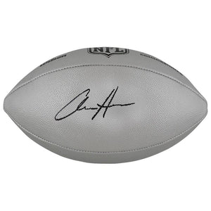 Schwartz Sports Aidan Hutchinson Signed Wilson Duke Silver Metallic NFL Full Size Replica FootballHUTFTB301
