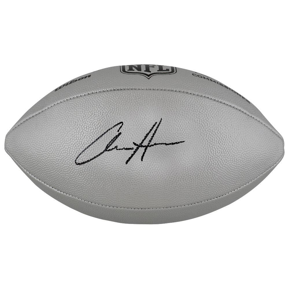 Schwartz Sports Aidan Hutchinson Signed Wilson Duke Silver Metallic NFL Full Size Replica FootballHUTFTB301