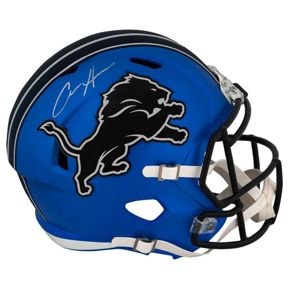 Schwartz Sports Aidan Hutchinson Signed Detroit Lions 2024 Alternate Blue Riddell Full Size Speed Replica HelmetHUTREP300