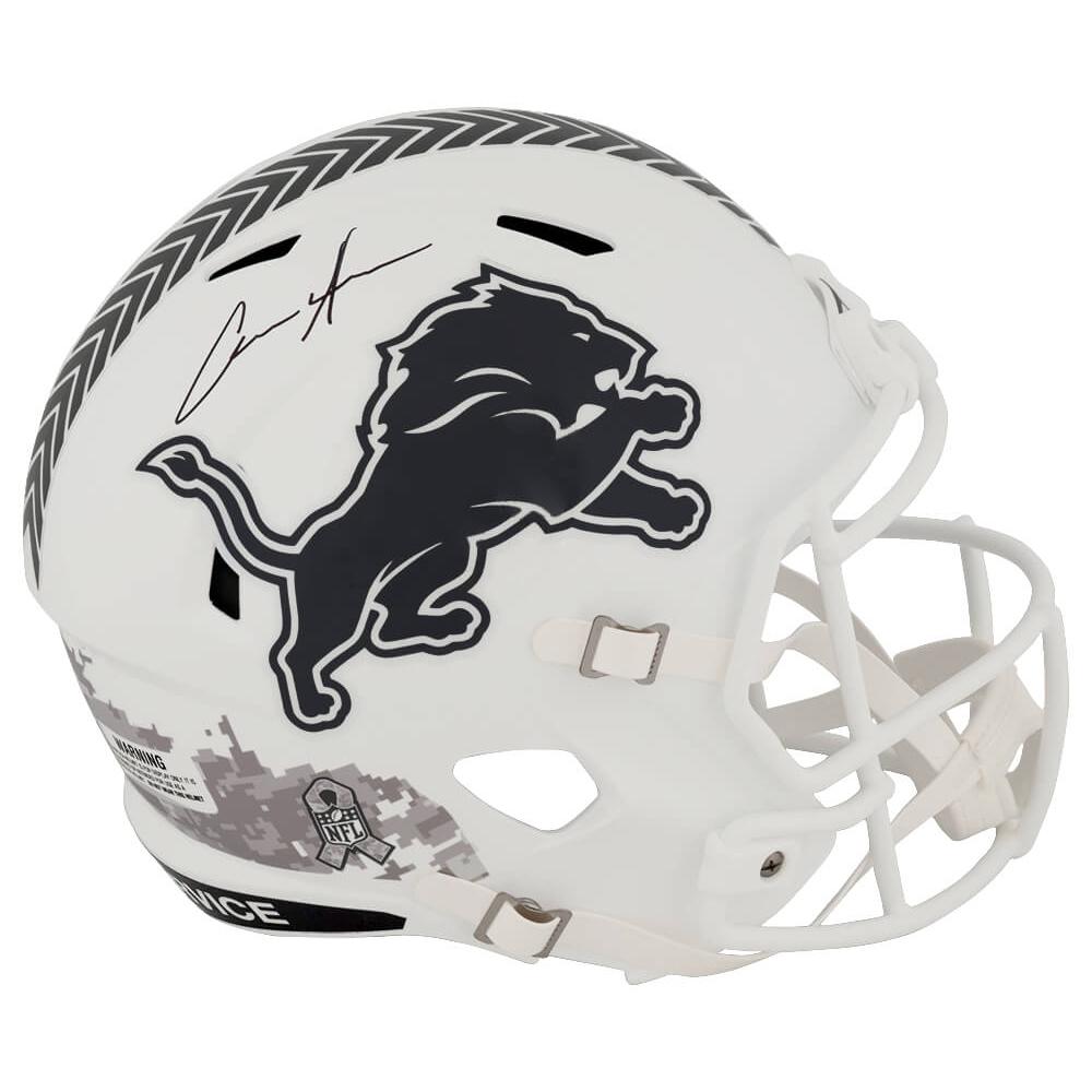 Schwartz Sports Aidan Hutchinson Signed Detroit Lions 2024 SALUTE White Riddell Full Size Speed Replica HelmetHUTREP301