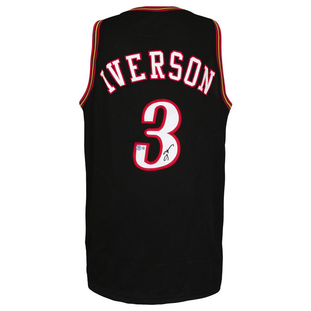Schwartz Sports Allen Iverson Signed Black Custom Basketball Jersey - (Beckett)IVEJRY209