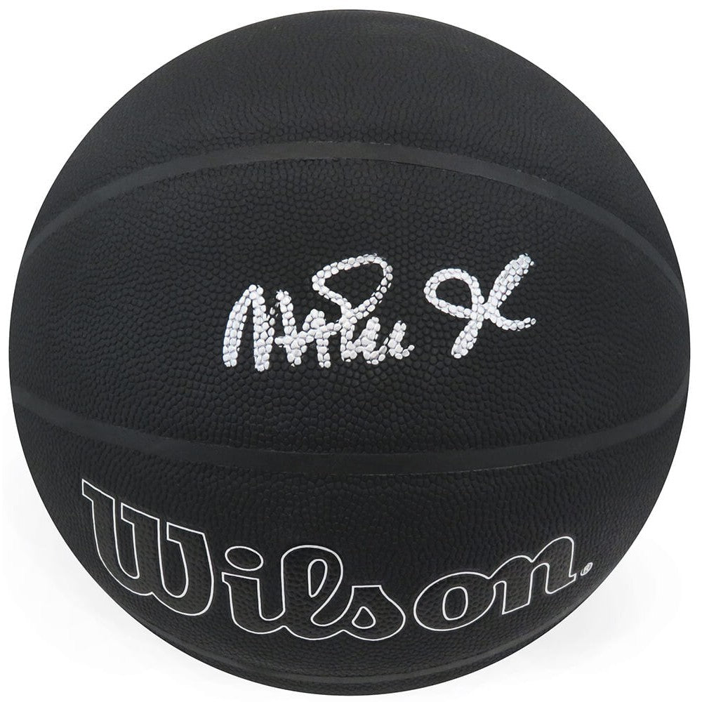 Schwartz Sports Magic Johnson Signed Wilson 75th Anniversary Logo Black NBA Basketball JOHBSK223