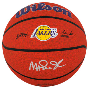 Schwartz Sports Magic Johnson Signed Wilson Los Angeles Lakers Logo NBA Basketball JOHBSK224