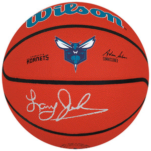 Schwartz Sports Larry Johnson Signed Charlotte Hornets Logo Wilson NBA Basketball JOHBSK240