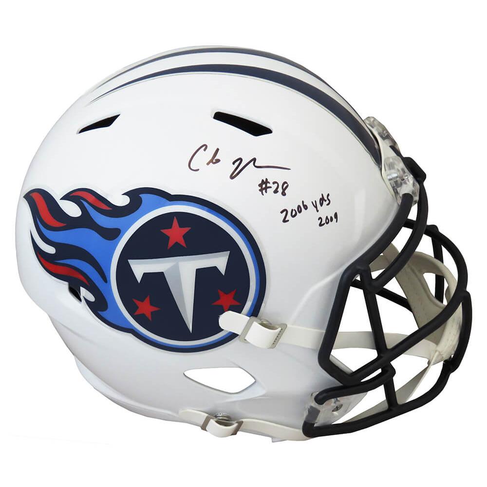 Schwartz Sports Chris Johnson Signed Tennessee Titans Throwback Riddell Full Size Replica Speed Helmet w/2006 Yds 2009JOHREP301