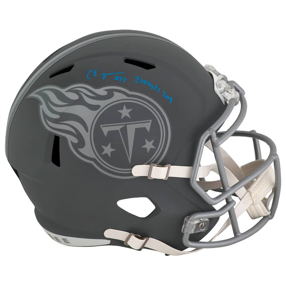 Schwartz Sports Chris Johnson Signed Tennessee Titans SLATE Riddell Full Size Speed Replica Helmet w/2006 YDs 2009JOHREP306