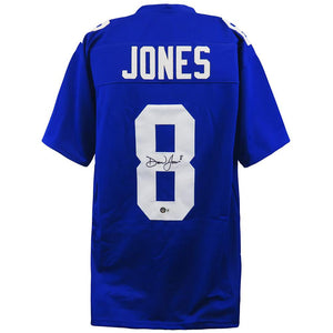 Schwartz Sports Daniel Jones Signed Blue Custom Football Jersey - (Beckett)JONJRY321