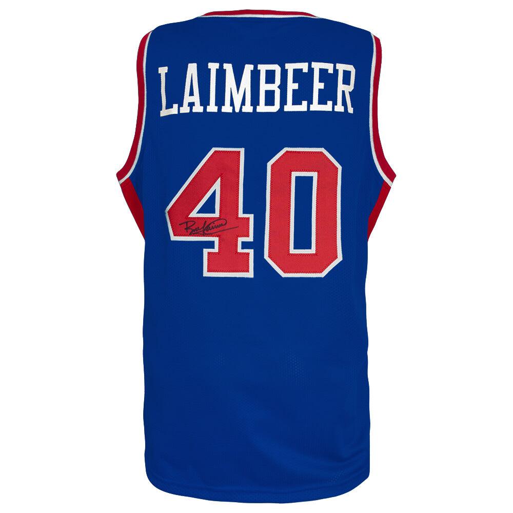 Schwartz Sports Bill Laimbeer Signed Blue Custom Basketball JerseyLAIJRY200