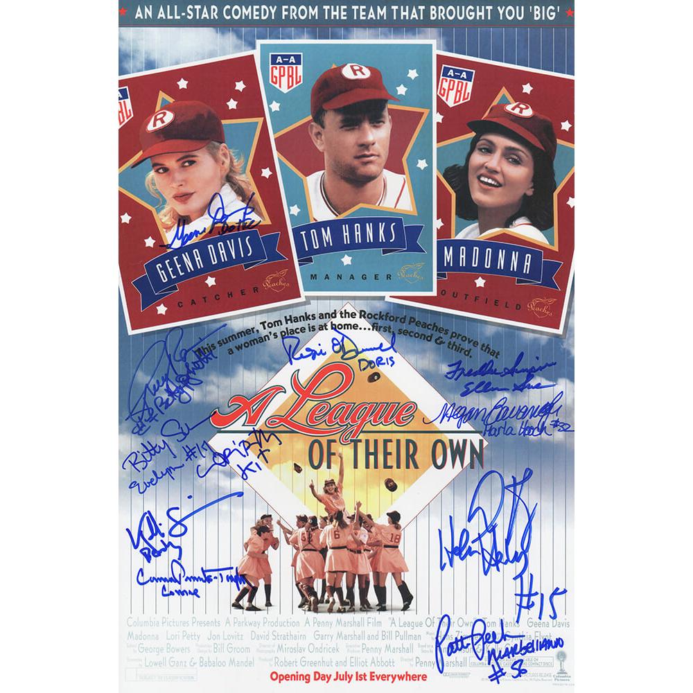 Schwartz Sports A League Of Their Own (Rockford Peaches) Cast Signed 11x17 Movie Poster (11 Signatures - w/Character Names)LEAPST501