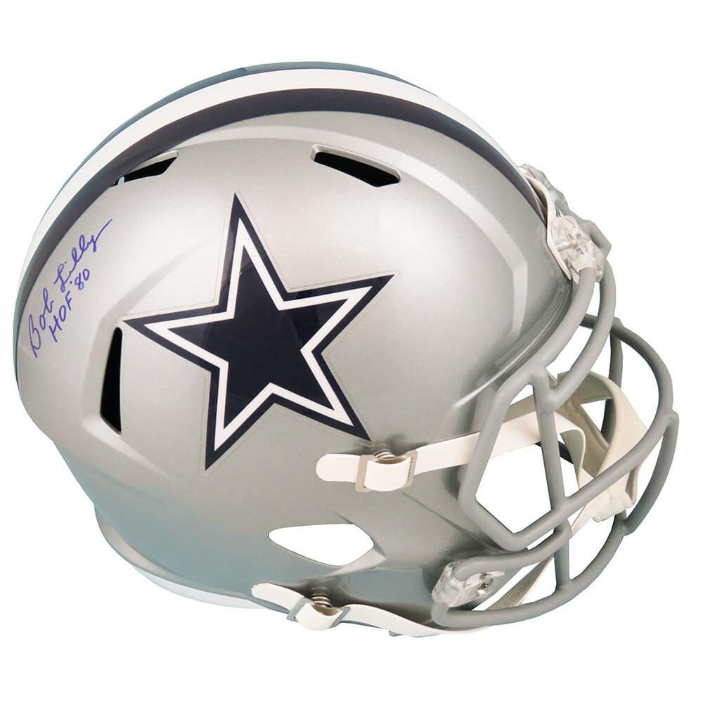 Schwartz Sports Bob Lilly Signed Dallas Cowboys Riddell Full Size Speed Replica Helmet w/HOF'80LILREP306