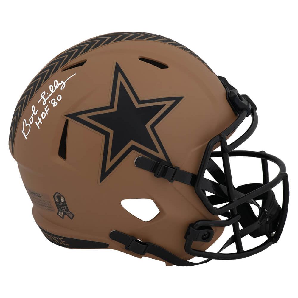 Schwartz Sports Bob Lilly Signed Dallas Cowboys SALUTE 2023 Riddell Full Size Speed Replica Helmet w/HOF'80LILREP312