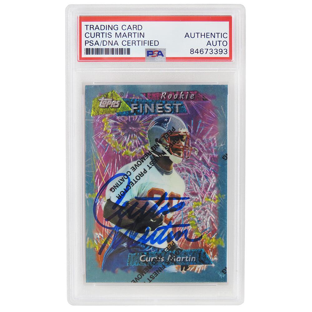 Schwartz Sports Curtis Martin Signed New England Patriots 1995 Topps Finest Rookie Football Card w/Coating #264 - (PSA/DNA Encapsulated)MARCAR312