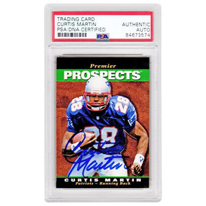 Schwartz Sports Curtis Martin Signed New England Patriots 1995 SP Foil Rookie Football Card #18 - (PSA Encapsulated)MARCAR313