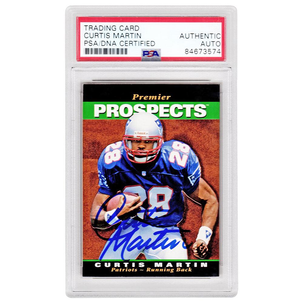 Schwartz Sports Curtis Martin Signed New England Patriots 1995 SP Foil Rookie Football Card #18 - (PSA Encapsulated)MARCAR313