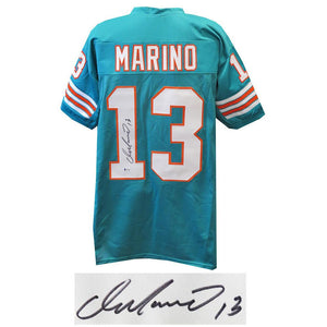 Schwartz Sports Dan Marino Signed Teal Custom Football Jersey (Beckett)MARJRY342