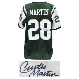 Schwartz Sports Curtis Martin Signed Green Custom Football JerseyMARJRY350