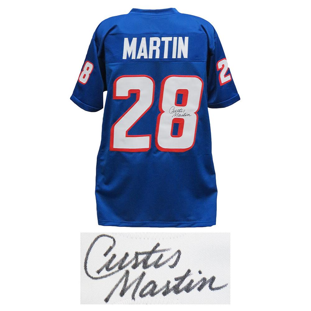 Schwartz Sports Curtis Martin Signed Blue Throwback Custom Football JerseyMARJRY352