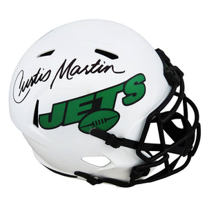 Schwartz Sports Curtis Martin Signed New York Jets Lunar Eclipse White Matte Riddell Full Size Speed Replica HelmetMARREP362