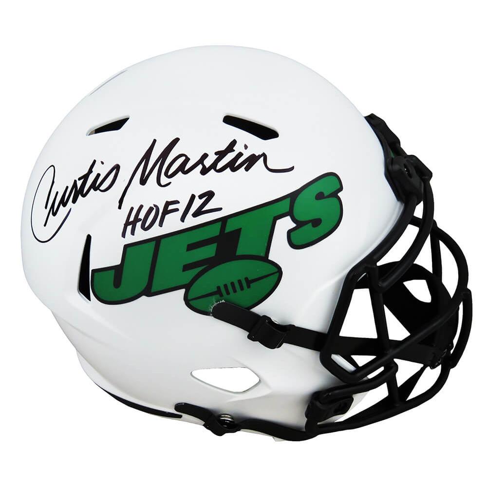 Schwartz Sports Curtis Martin Signed New York Jets Lunar Eclipse White Matte Riddell Full Size Speed Replica Helmet w/HOF'12MARREP363