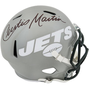 Schwartz Sports Curtis Martin Signed New York Jets FLASH Riddell Full Size Speed Replica HelmetMARREP366