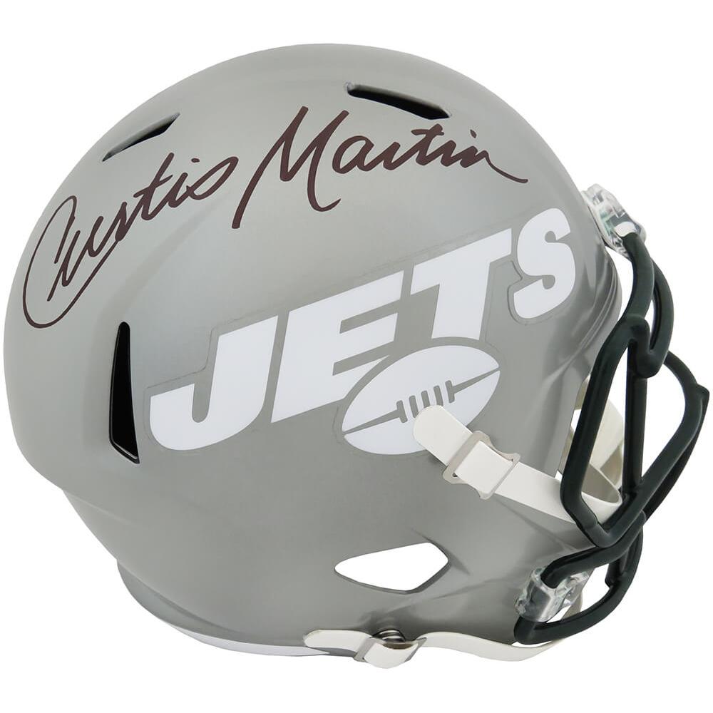 Schwartz Sports Curtis Martin Signed New York Jets FLASH Riddell Full Size Speed Replica HelmetMARREP366