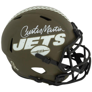 Schwartz Sports Curtis Martin Signed New York Jets Salute to Service Riddell Full Size Speed Replica HelmetMARREP368