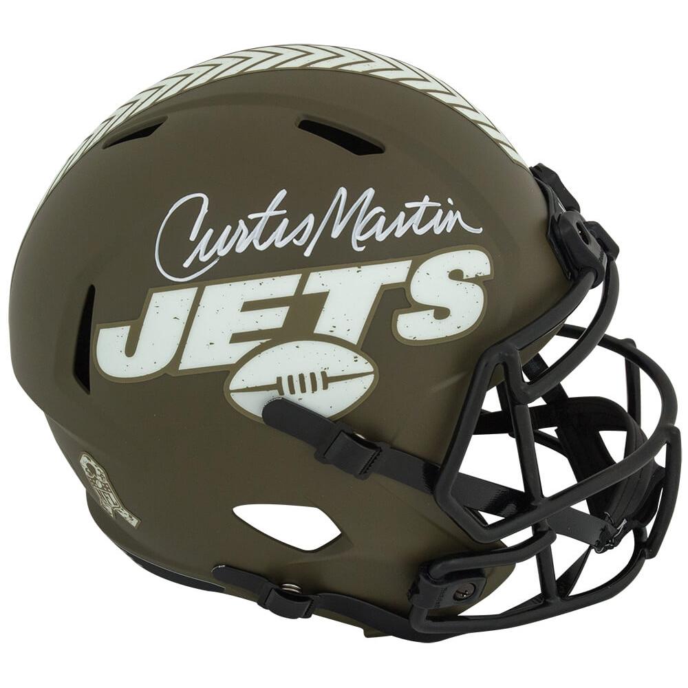 Schwartz Sports Curtis Martin Signed New York Jets Salute to Service Riddell Full Size Speed Replica HelmetMARREP368