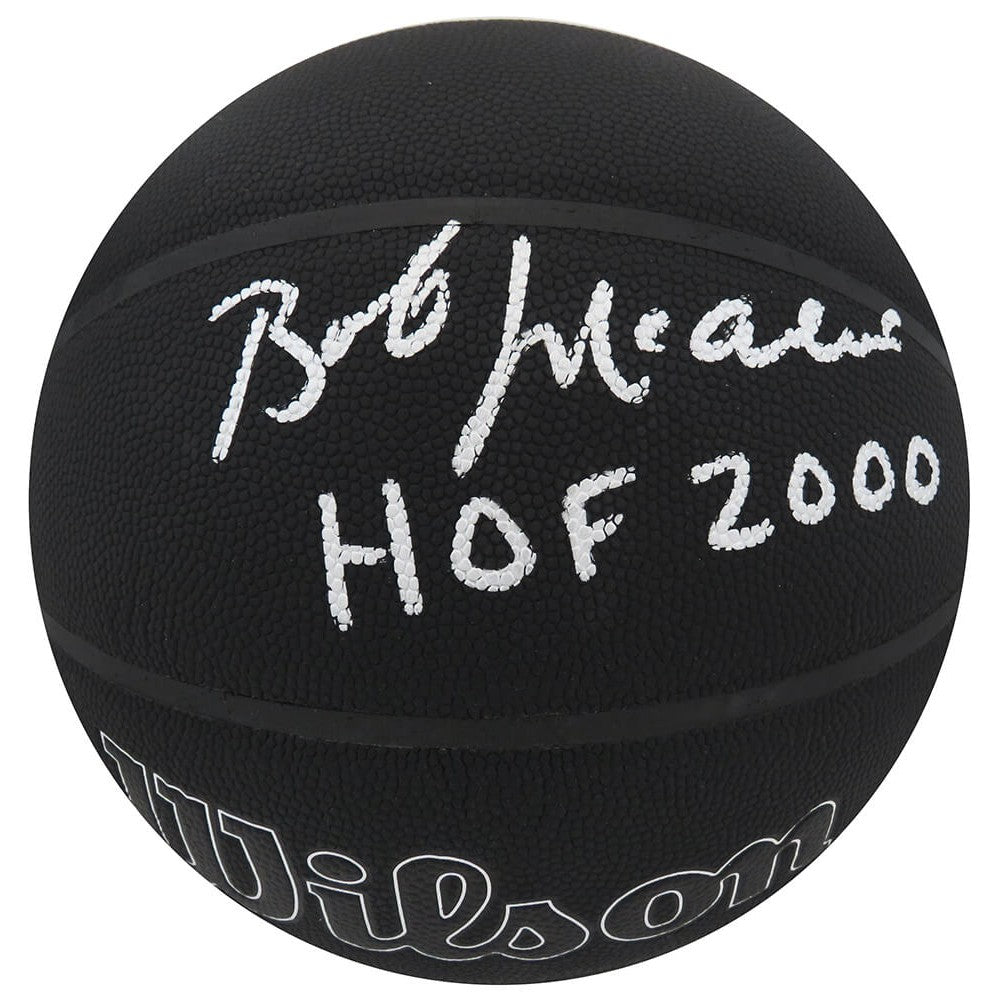 Schwartz Sports Bob McAdoo Signed Wilson I/O Black 75th Anniversary Logo NBA Basketball w/HOF 2000 MCABSK201