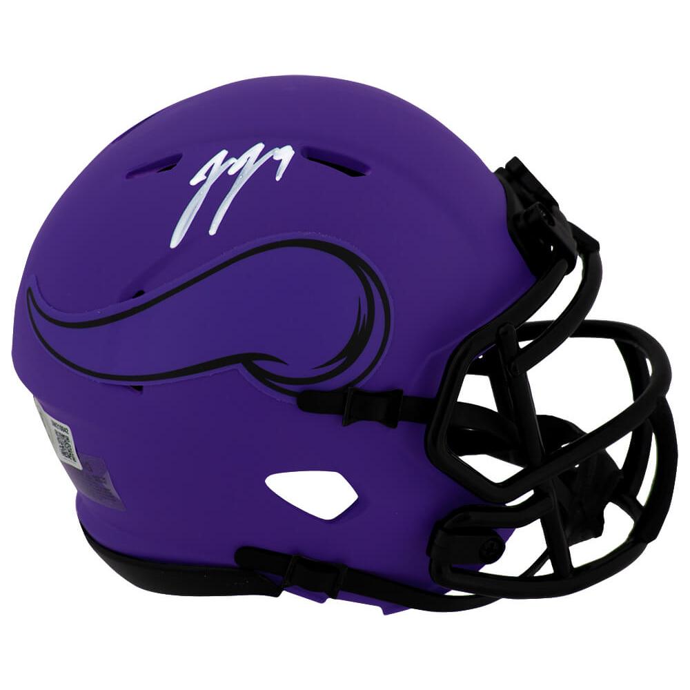Schwartz Sports J.J. (JJ) McCarthy Signed Minnesota Vikings RAVE Riddell Speed Mini Helmet - (Beckett)MCCMIN321