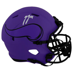 Schwartz Sports J.J. McCarthy Signed Minnesota Vikings RAVE Riddell Full Size Speed Replica Helmet - (Beckett)MCCREP331