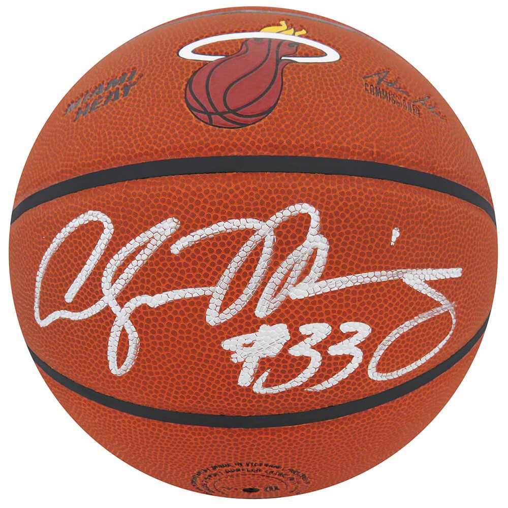 Schwartz Sports Alonzo Mourning Signed Wilson Miami Heat Logo NBA Basketball MOUBSK207