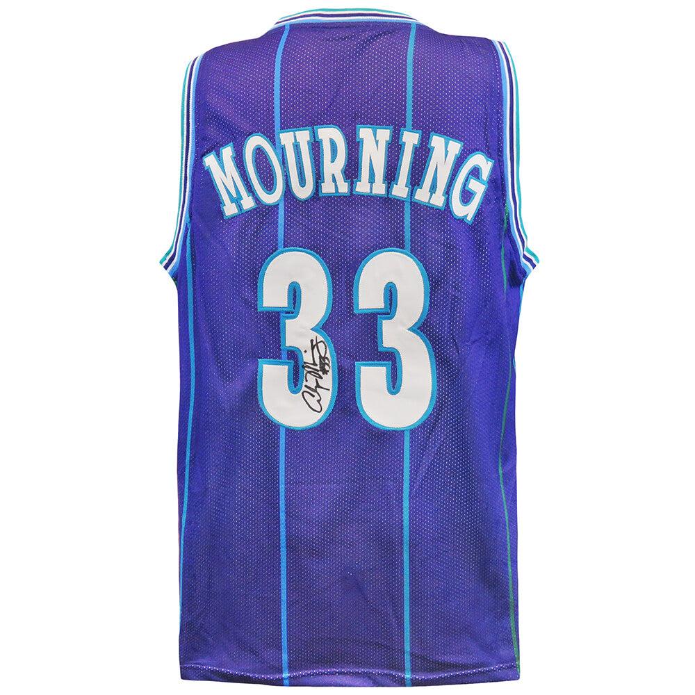 Schwartz Sports Alonzo Mourning Signed Purple Throwback Custom Basketball JerseyMOUJRY205
