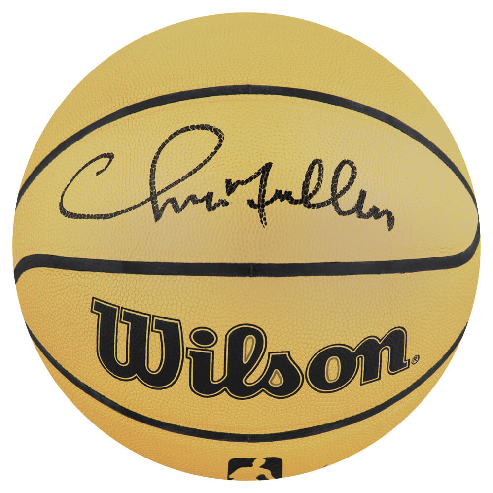 Schwartz Sports Chris Mullin Signed Wilson Gold Full Size NBA Basketball MULBSK207