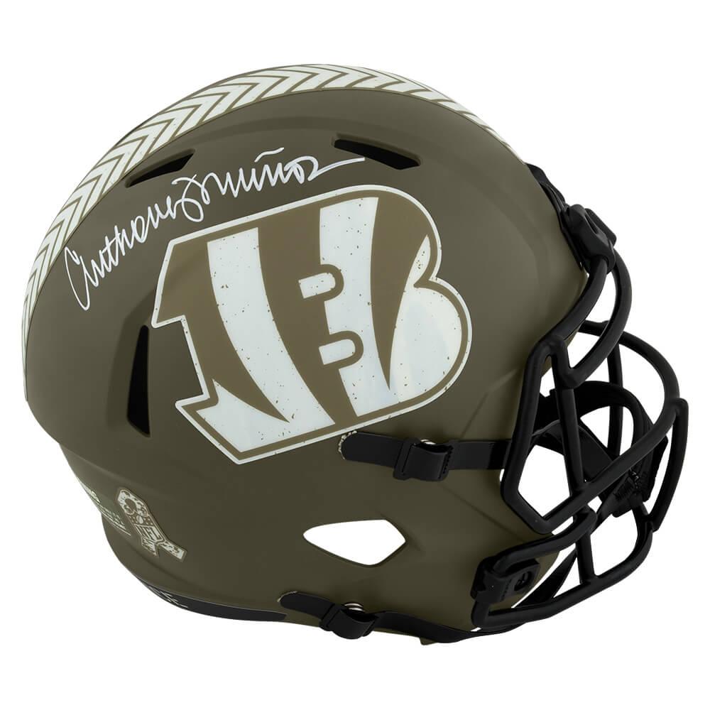 Schwartz Sports Anthony Munoz Signed Cincinnati Bengals Salute to Service Riddell Full Size Speed Replica HelmetMUNREP307