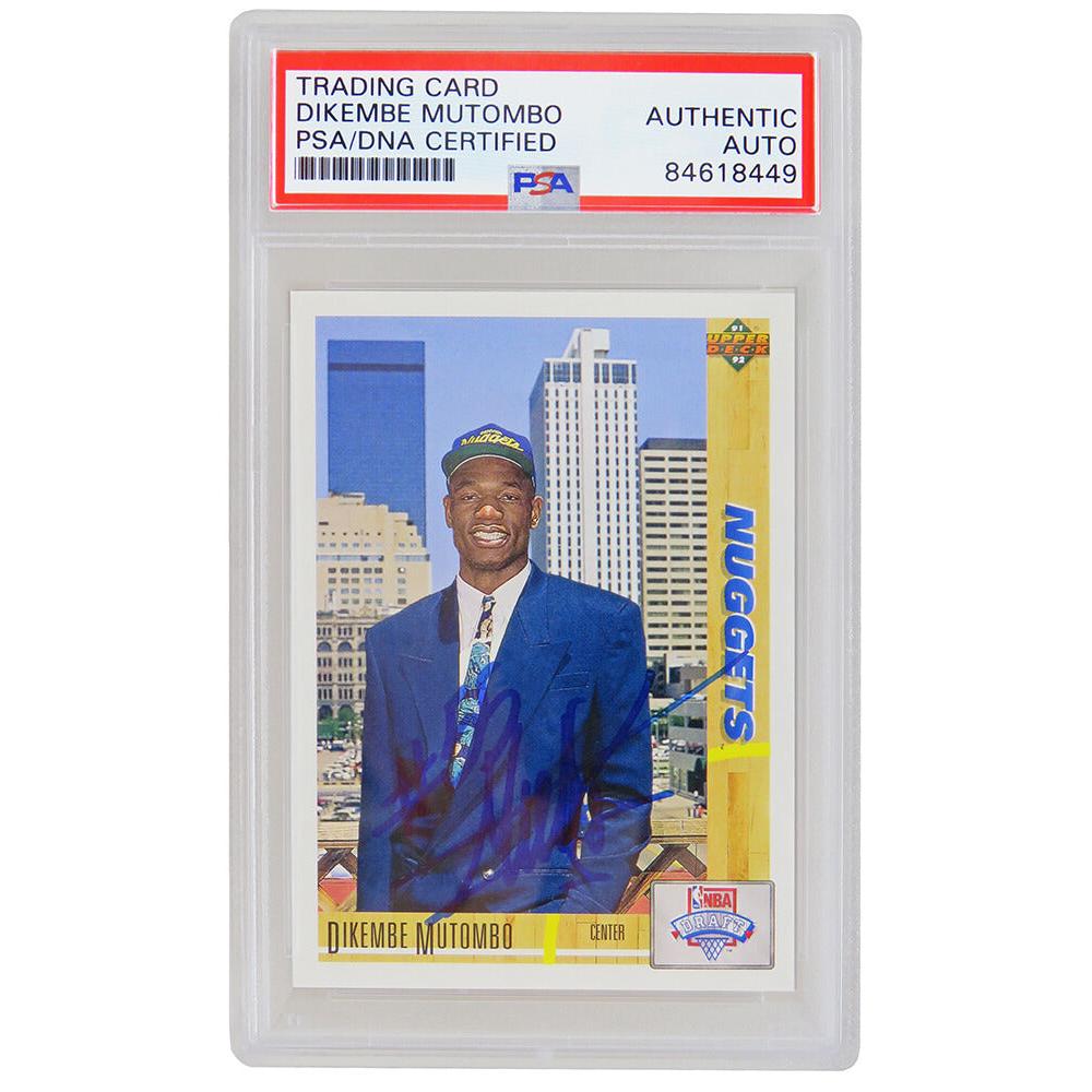 Schwartz Sports Dikembe Mutombo Signed Denver Nuggets 1991-92 Upper Deck Rookie Card #3 (PSA Encapsulated)MUTCAR202