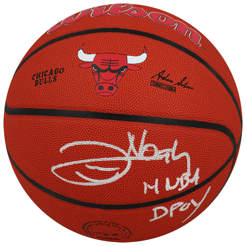 Schwartz Sports Joakim Noah Signed Wilson Chicago Bulls Logo NBA Basketball w/14 NBA DPOY NOABSK204