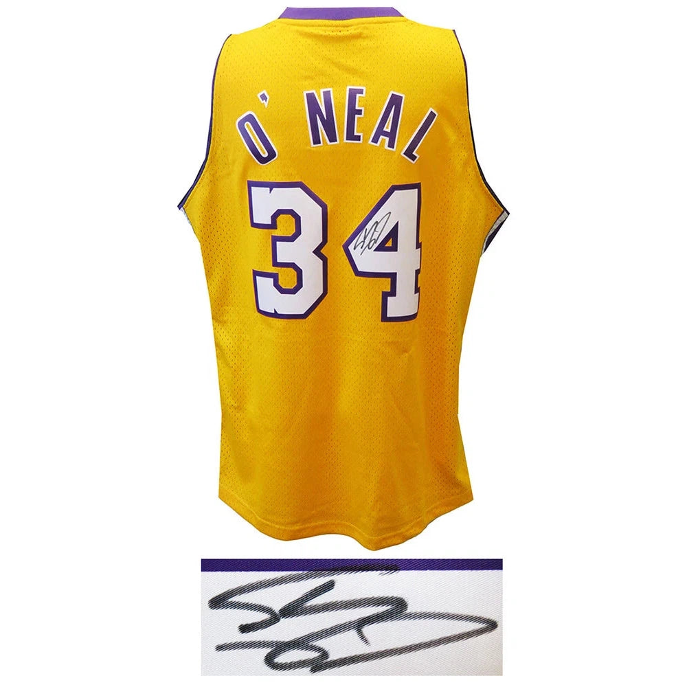 Schwartz Sports Shaquille O’Neal Signed Los Angeles Lakers Mitchell & Ness Gold NBA Swingman Basketball Jersey ONEJRY204