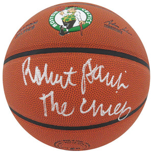 Schwartz Sports Robert Parish Signed Wilson Boston Celtics Logo NBA Basketball w/The Chief PARBSK219