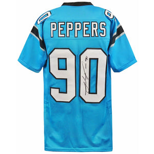 Schwartz Sports Julius Peppers Signed Teal Custom Football Jersey PEPJRY304