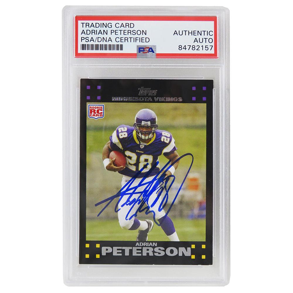 Schwartz Sports Adrian Peterson Signed Minnesota Vikings 2007 Topps Football Rookie Trading Card #301 (PSA Encapsulated)PETCAR301