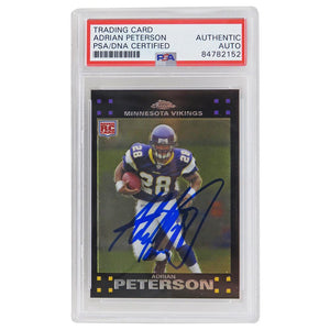 Schwartz Sports Adrian Peterson Signed Minnesota Vikings 2007 Topps Chrome Football Rookie Trading Card #TC181 (PSA Encapsulated)PETCAR302